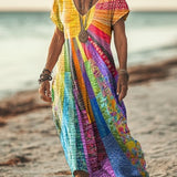 Boho-Chic Saules rakstu kleita
