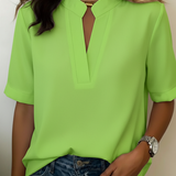 Margaux - Šiks blūze ar V - Neck un Zelts Detail