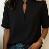 Margaux - Šiks blūze ar V - Neck un Zelts Detail