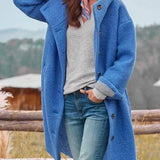 Melina - Damen Mantel Langarm Casual Fleece Plüsch Jacke