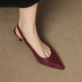 Louane Apspīlēti Ādas Slingback Papēži