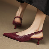 Louane Apspīlēti Ādas Slingback Papēži