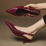 Louane Apspīlēti Ādas Slingback Papēži