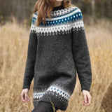 LUCIA™ | BEDRUCKTER MIDI-PULLOVER MIT LANGEN ÄRMELN
