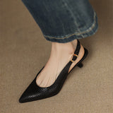 Louane Apspīlēti Ādas Slingback Papēži