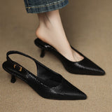 Louane Apspīlēti Ādas Slingback Papēži
