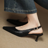 Louane Apspīlēti Ādas Slingback Papēži