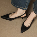 Louane Apspīlēti Ādas Slingback Papēži