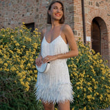 Figūru izceļošs spalvu minikleid