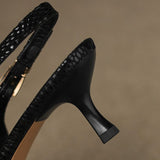 Louane Apspīlēti Ādas Slingback Papēži
