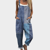 Isaline | Grafiska Zila Patchwork Kleita" can be rewritten as "Isaline | Blue Graphic Patchwork Dress.