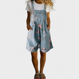 Eugénie | Vintage Flower Print Denim Jumpsuit
