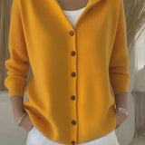 Josephine - Sieviešu Elegants Hooded Buttoned kardigāns