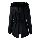Damenparka mit Kapuze, Knöpfen und Taschen