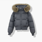 Damen kurzer gesteppter Blouson mit abnehmbarer Kapuze