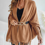 Damen Poncho mit Fransen