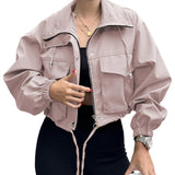 Damen Kurzjacke mit Kordelzug und elastischen Bündchen