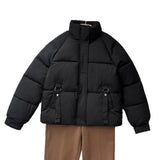 Damen kurze Steppjacke mit hohem Stehkragen und D-Ring-Tasche