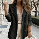 Damen Strickblazer mit doppelter Knopfleiste und Reverskragen