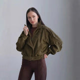 Damen Kurzjacke mit asymmetrischem Reißverschluss und tailliertem Schnitt