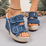 Gaelle | Fray Edge Wedge Sandals