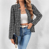 Damen Tweedjacke mit figurbetontem Schnitt und offenem Design