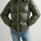 Damen Steppjacke mit verstellbarer Kapuze und Reißverschlusstaschen