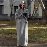 Damen Oversized Langarm Maxi-Mantel mit Taschen