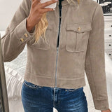 Damen Kurzjacke mit Pattentaschen und Reißverschluss