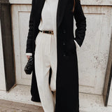 Damen Longline Langarmmantel mit Taschen