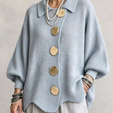 Damen Langarm-Strickjacke mit Knöpfen