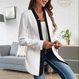 Damen Blazerjacke mit figurbetonter Passform und Kontrastkragen