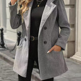 Damen Jacke mit großen Knöpfen, Reverskragen und Taschen