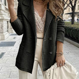 Damen Strickblazer mit doppelter Knopfleiste und Reverskragen