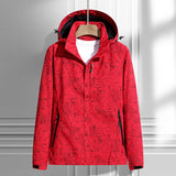Damen leichte Regen- und Windjacke mit Kapuze und Blattmuster