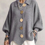 Damen Langarm-Strickjacke mit Knöpfen