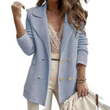 Damen Strickblazer mit doppelter Knopfleiste und Reverskragen