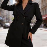 Damen Kurzblazer mit verstellbarer Taille und doppelter Knopfleiste