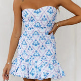 Damen Ärmelloses Mini-Kleid mit Rüschensaum