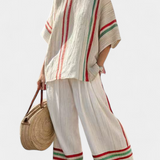 Natacha | Komfortabla Boho Print Blūze un Brīva Piegriezuma Bikses