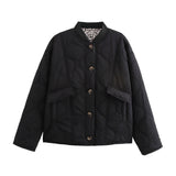 Damen Langarm Rundhalsjacke mit Knöpfen und Taschen