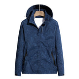 Damen leichte Regen- und Windjacke mit Kapuze und Blattmuster