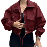 Damen Kurzjacke mit Kordelzug und elastischen Bündchen