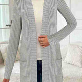 Damen Longline Langarm-Cardigan mit Taschen