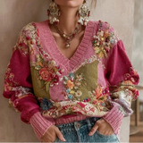Alma | Boho Adīts V-Neck Džemperis