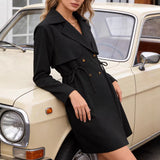 Damen Kurzblazer mit verstellbarer Taille und doppelter Knopfleiste