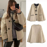 Damen Cropped Rundhalsjacke mit Taschen