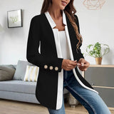 Damen Blazerjacke mit figurbetonter Passform und Kontrastkragen