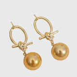 Ausra - Zeltīts Pearl Hoop auskari