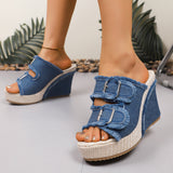 Gaelle | Fray Edge Wedge Sandals